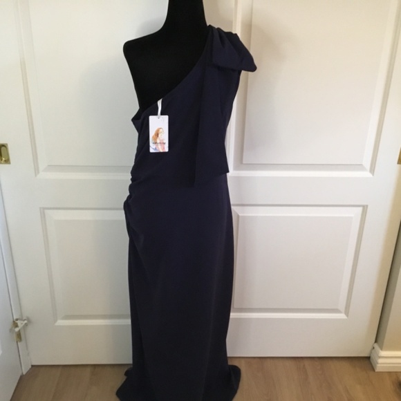 Women's One Shoulder Long Formal Sleeveless Ruched Bodycon Dress - Picture 6 of 9